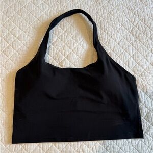 Athleta Black Halter Crop Top Sports Bra, Size Large, EUC, Like New